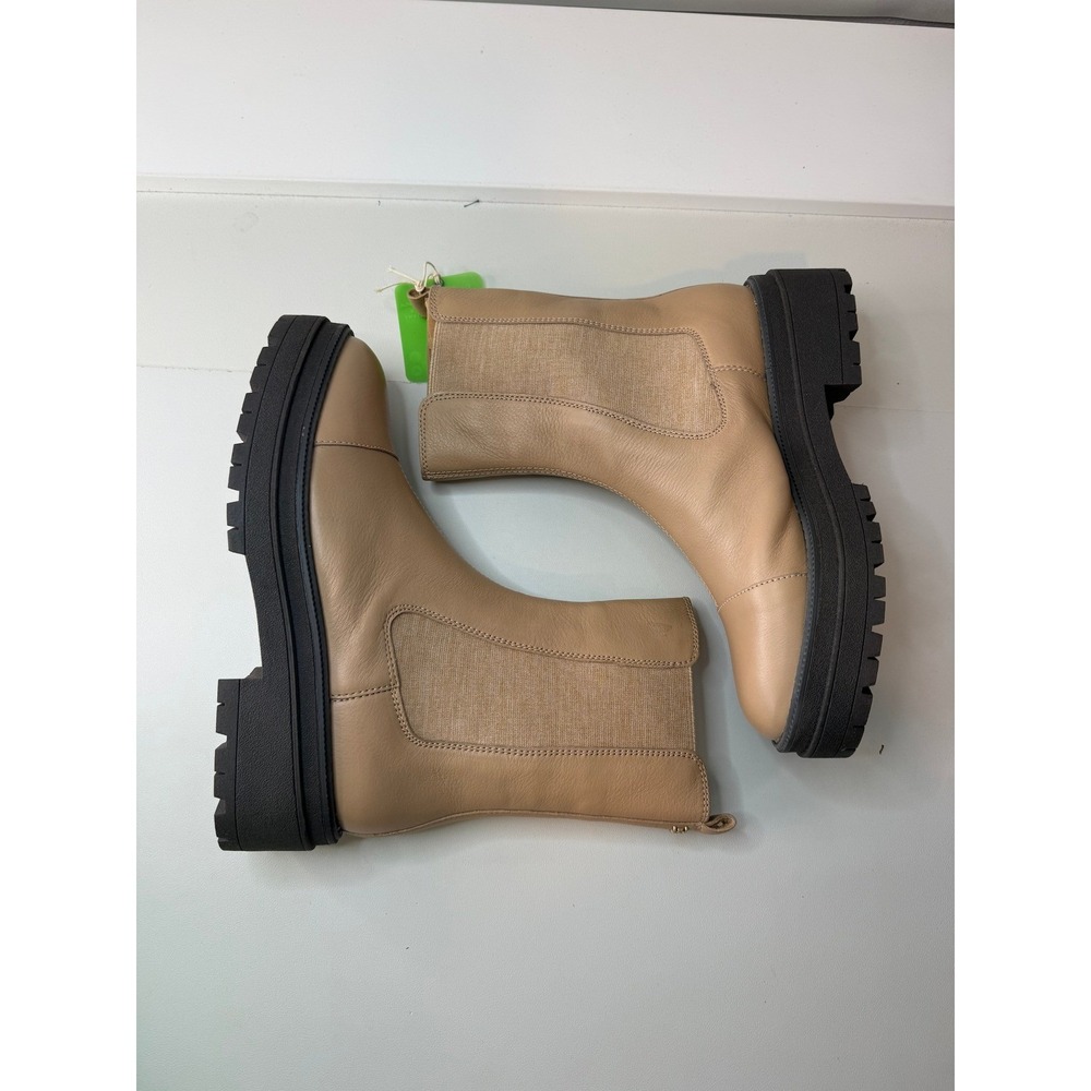 Sam Edelman Wellington Sesame Leather Water Repellent Lug Sole Boots 8.5 NEW - Picture 3 of 10